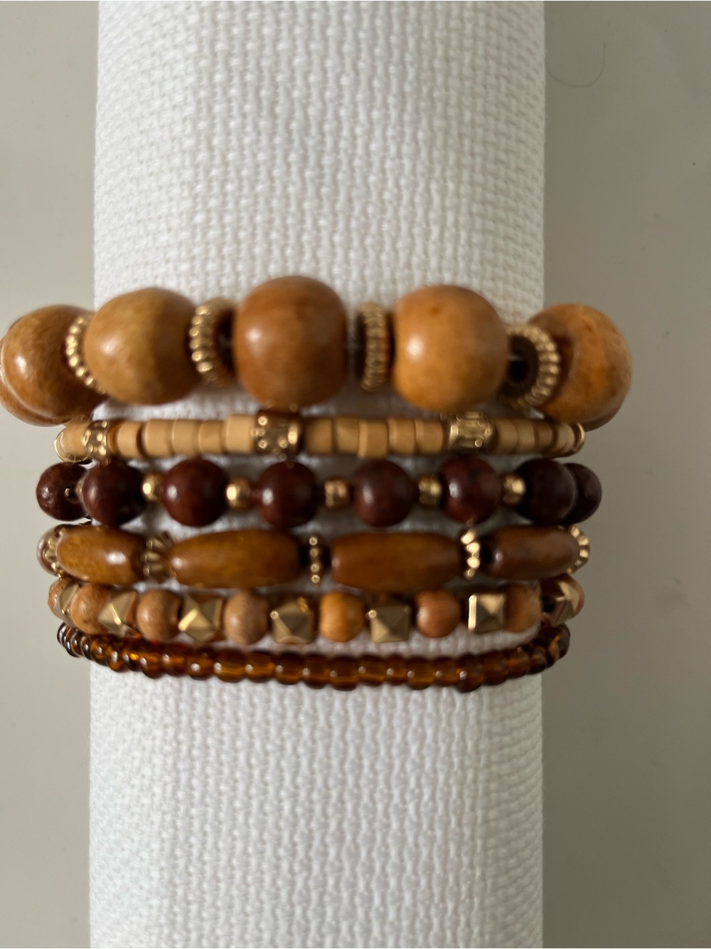 Zara bracelet stack set 6 pc boho brown gold stretch